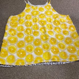 Anthropologie Yellow Citrus Print Tank Top